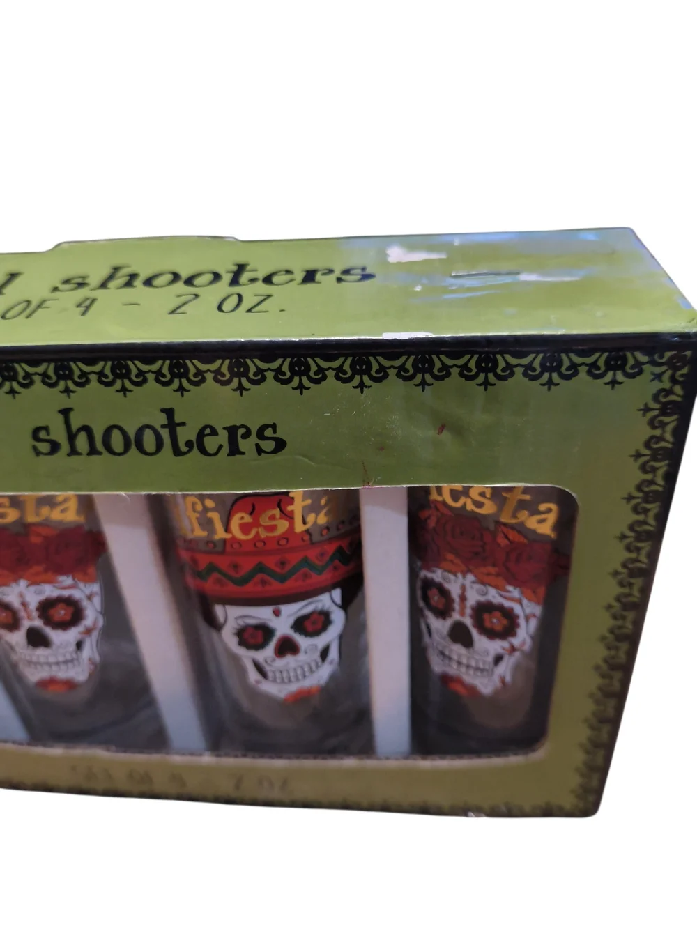 Sugar Skull Tall Shooter 2oz Glasses - Orange, Black, White (Set of 4)
